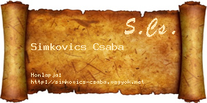 Simkovics Csaba névjegykártya